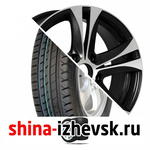 Колесо в сборе Viatti Strada (V-130) 215/55 R17 V 94 + NEO 744 6.5xR17 5×114.3 ET48 DIA67.1 Глянцевый черный с полированной лицевой частью в Ижевске